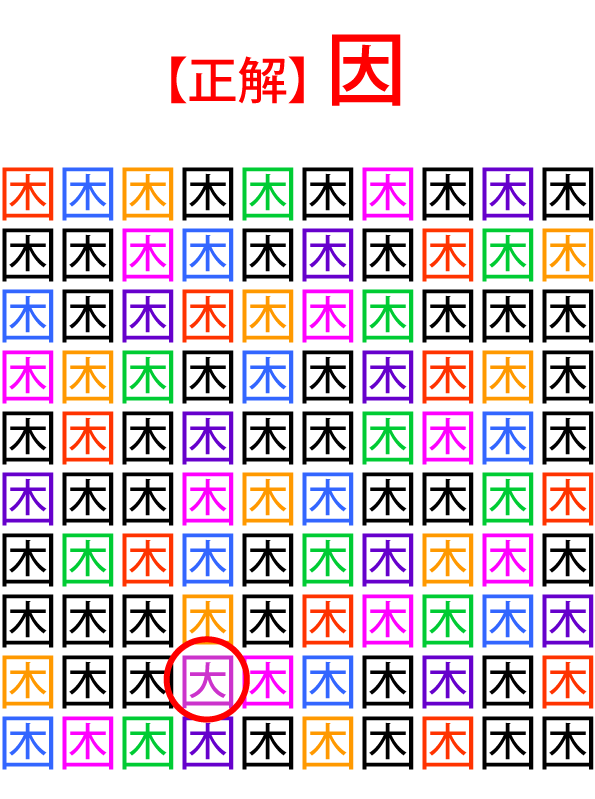 漢字を使った間違い探し答え